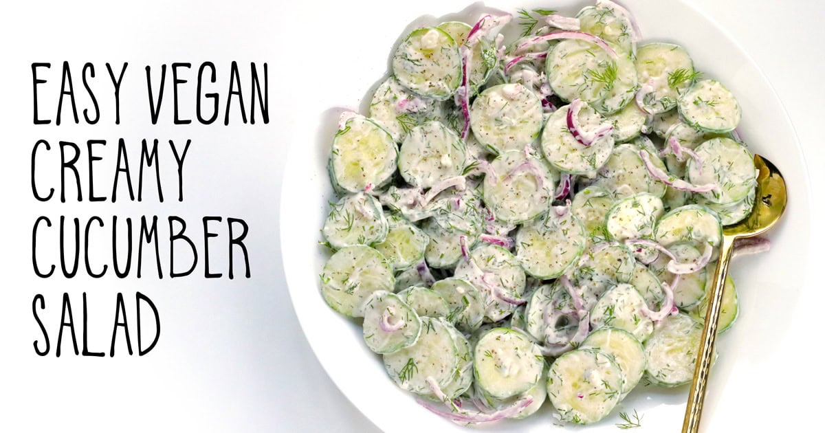 Easy Vegan Creamy Cucumber Salad • It Doesn’t Taste Like Chi…