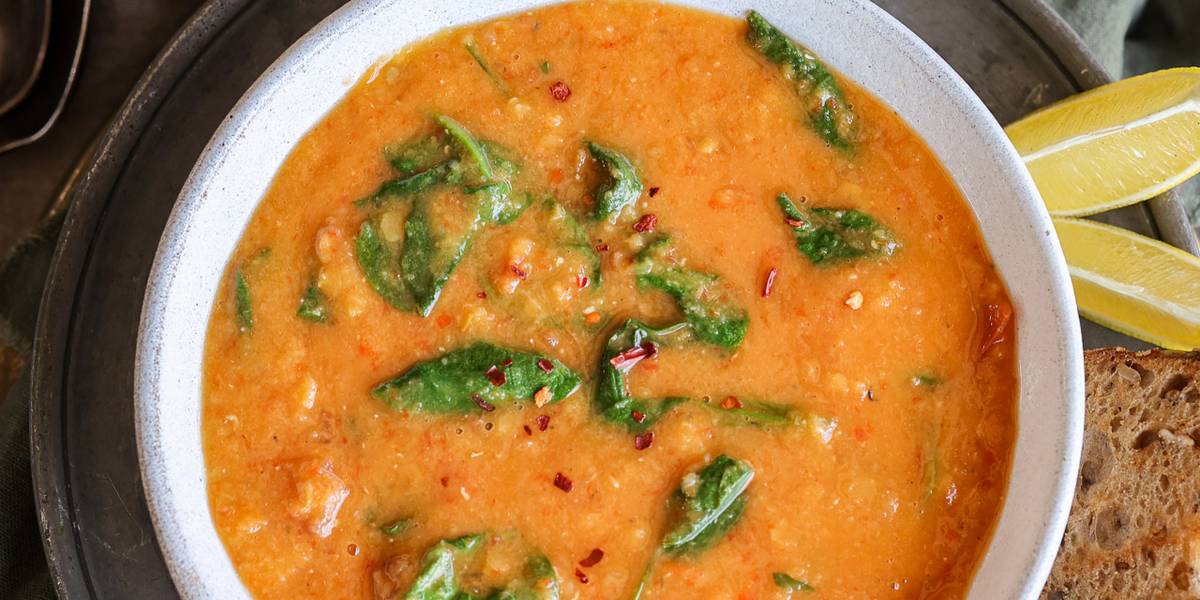 Red Lentil & Spinach Soup