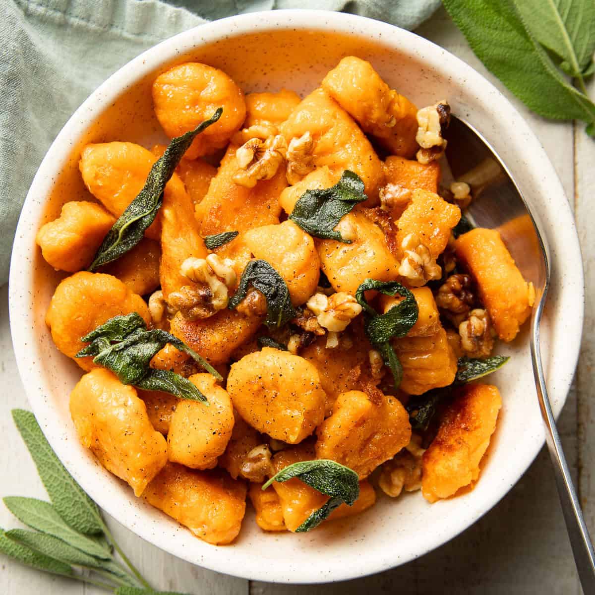 Vegan Sweet Potato Gnocchi with Fried Sage & Walnuts